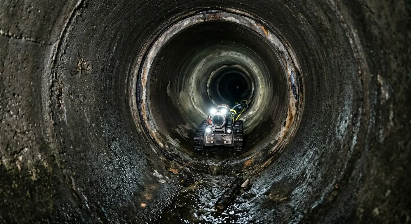 Robotic sewer camera inspecting pipe interior for Sewer Line Repair in Dodge City